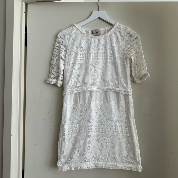 Sea New York | Dresses | Sea New York White Lace Mini Dress | Poshmark
